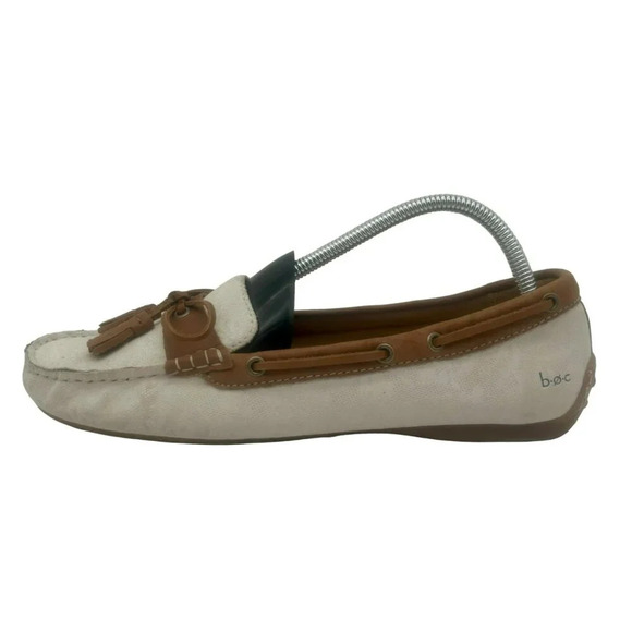 BOC Born Concept Alena Loafer Flat Shoe Women 10 White Leather Driving Moccasin - Picture 1 of 12
